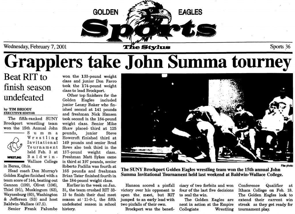 Brockport grapplers beat RIT to finish season undefeated