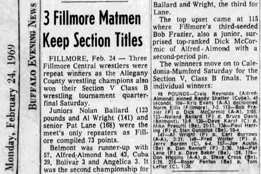 3 Fillmore Matmen Keep Section Titles
