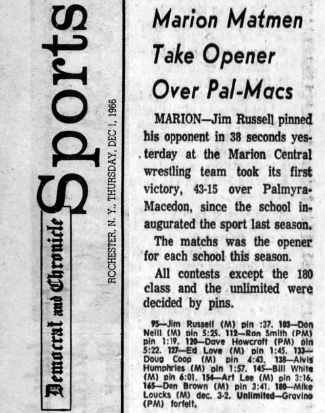 Marion Matmen Take Opener Over Pal-Macs