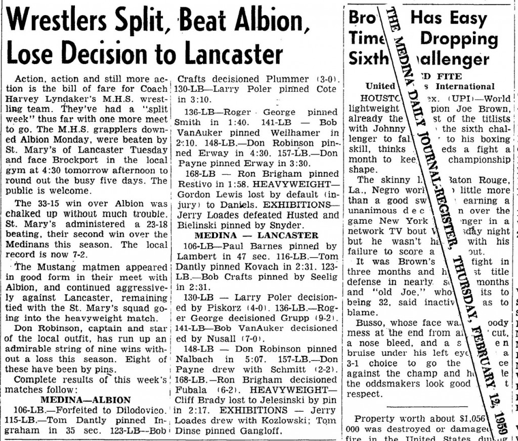 Wrestlers Split, Beat Albion, Lose Decision to Lancaster