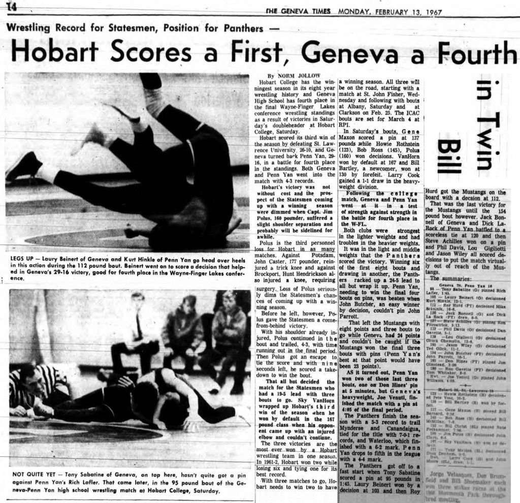 Hobart Scores a First, Geneva a Fourth