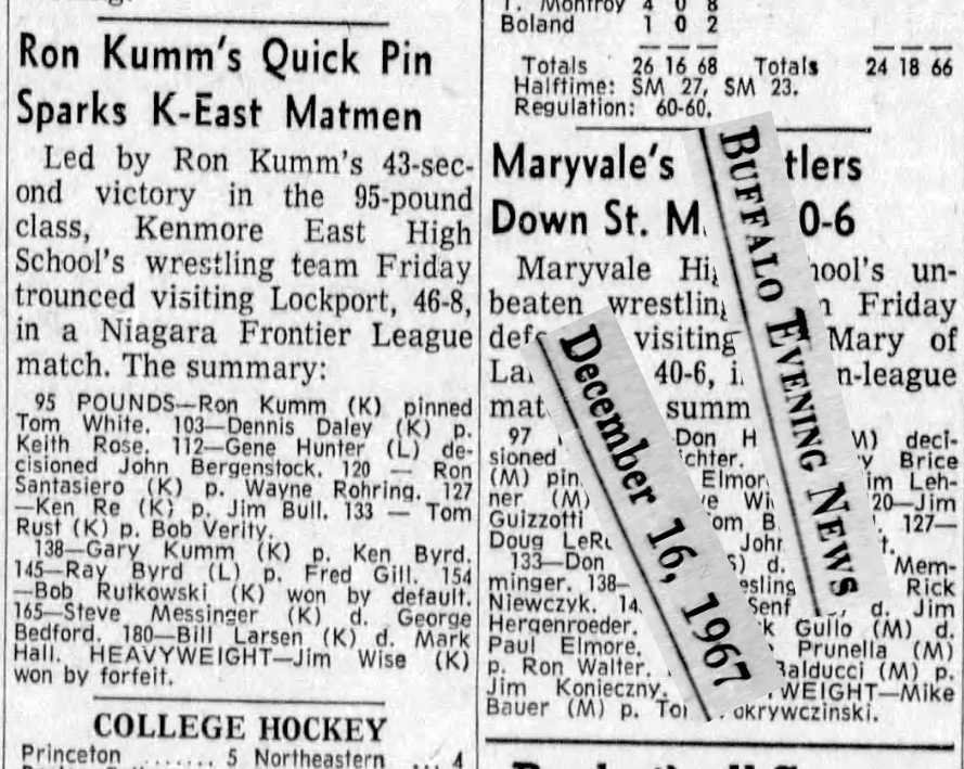 Ron Kumm's Quick Pin Sparks K-East Matmen