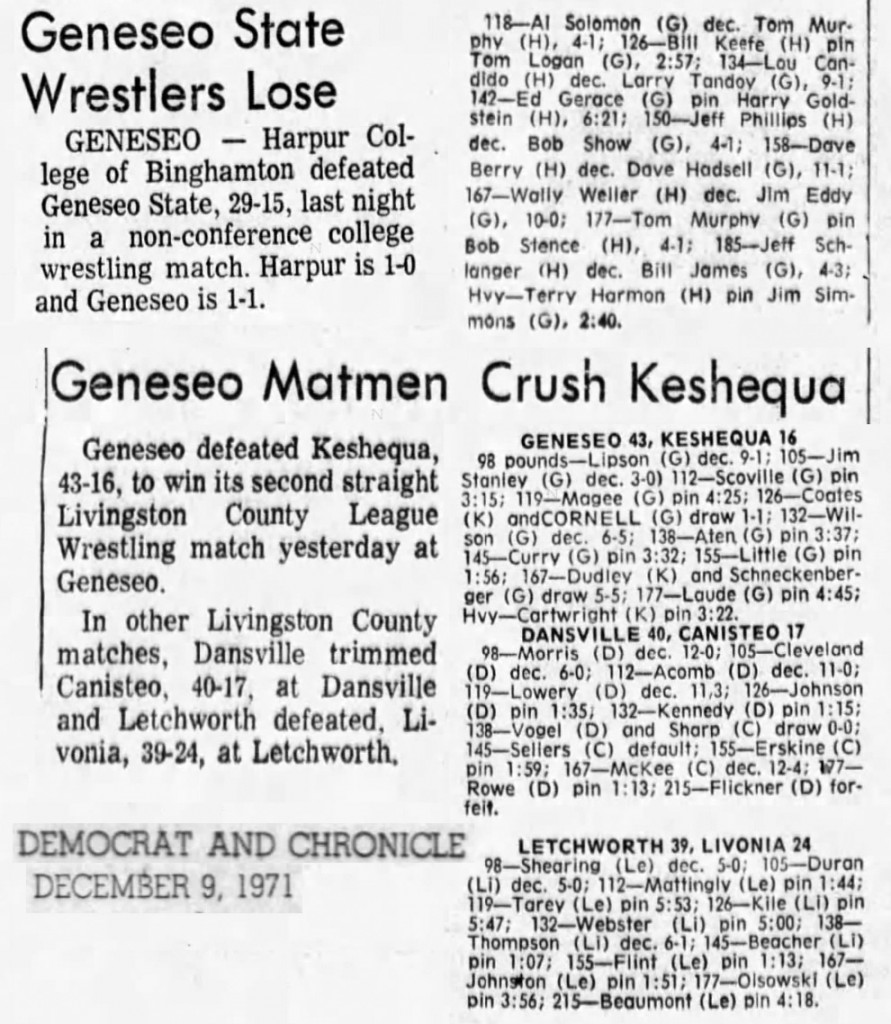Geneseo State Wrestlers Lose