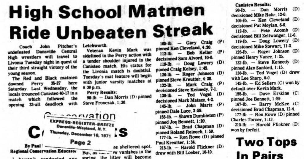 Dansville Matmen Ride Unbeaten Streak