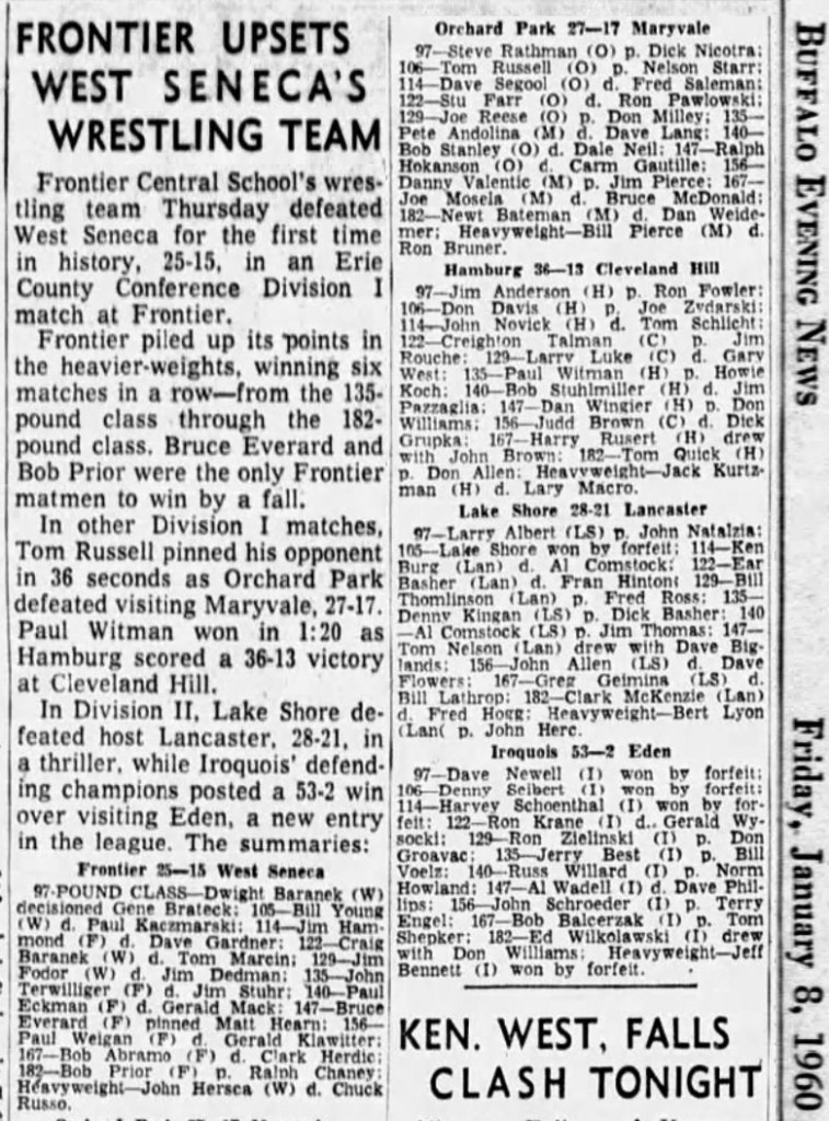 Frontier Upsets West Seneca's Wrestling Team