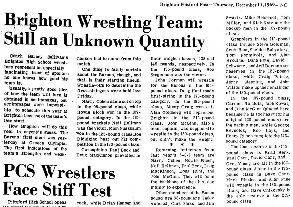 Brighton Wrestling Team: Still an Unknown Quantity