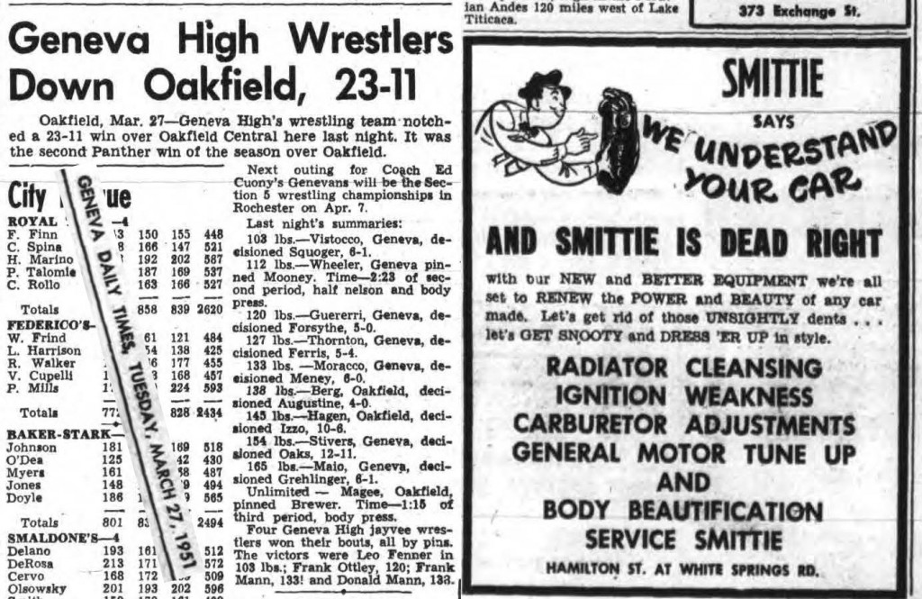 Geneva High Wrestlers Down Oakfield, 23-11