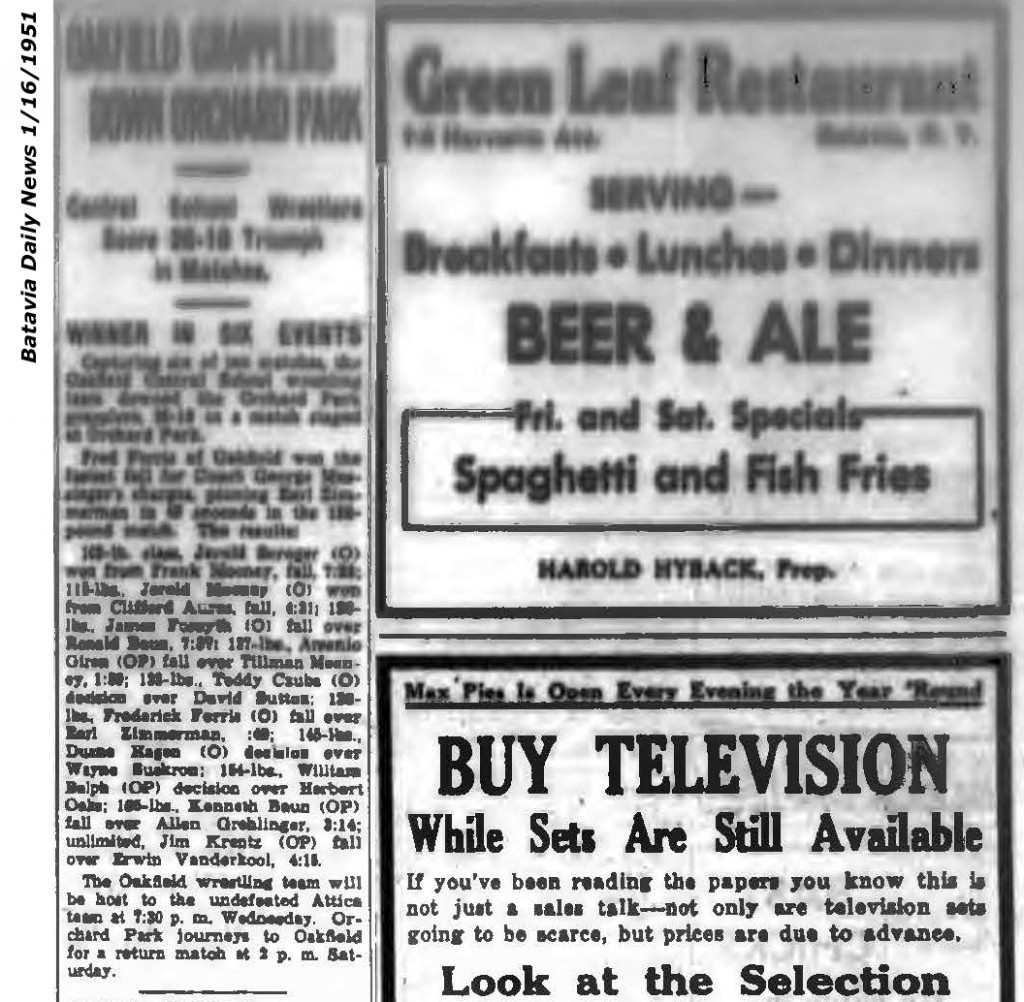 Oakfield Grapplers Down Orchard Park