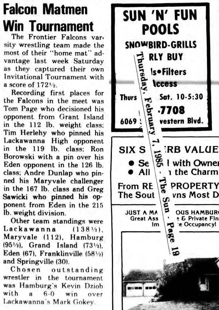 Falcon Matmen Win Tournament