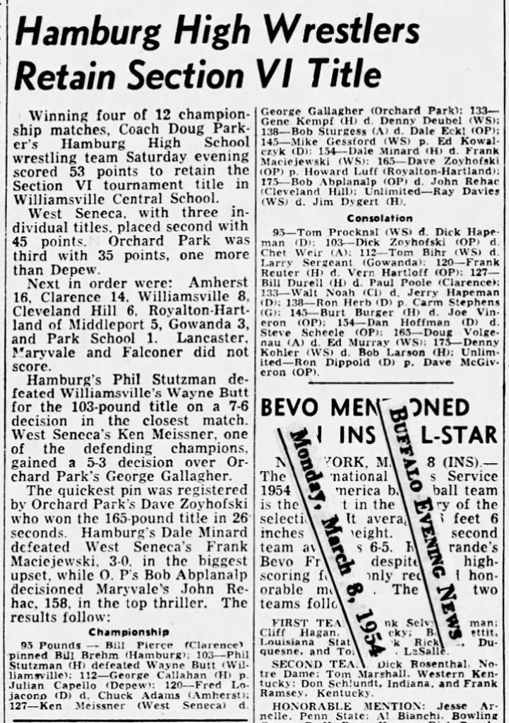 Hamburg High Wrestlers Retain Section VI Title