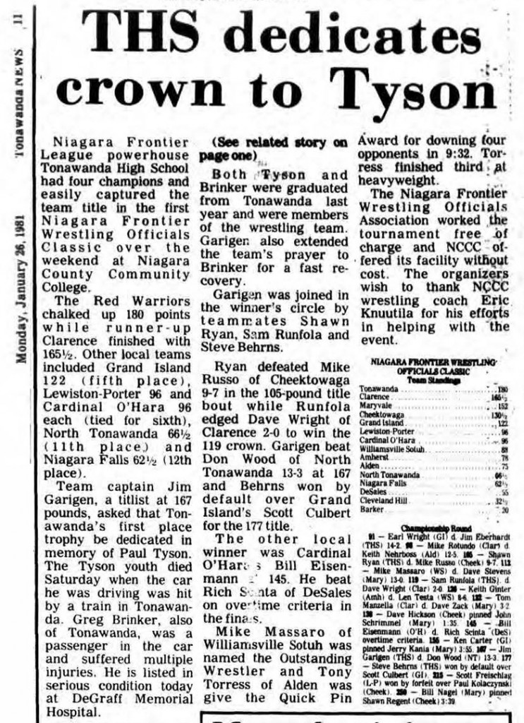 Tonawanda HS dedicates crown to Tyson