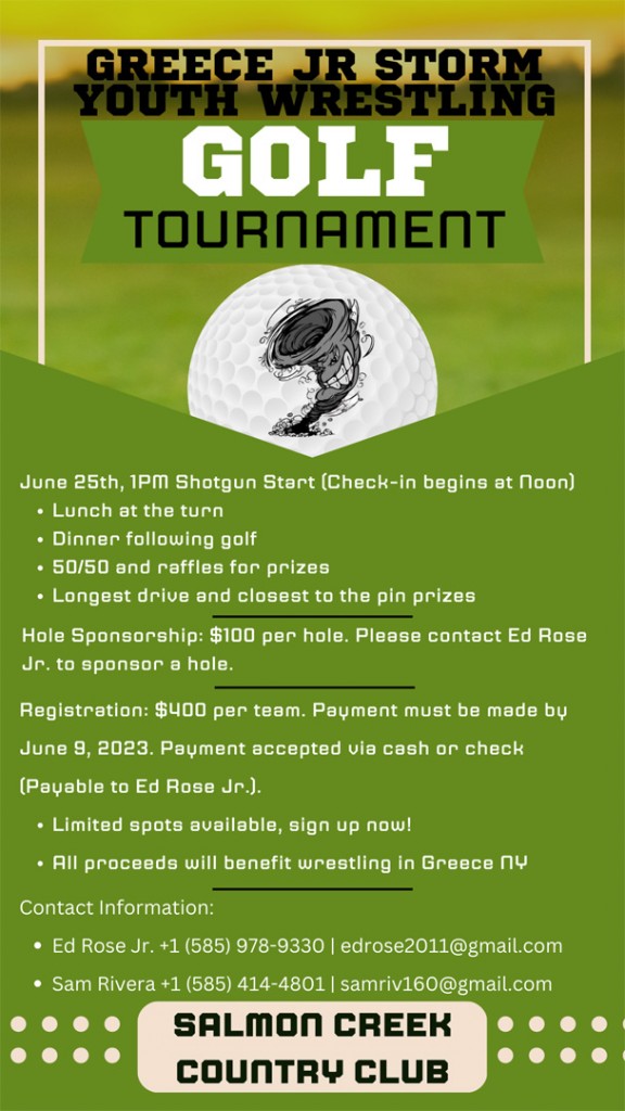 Greece Jr. Storm Youth Wrestling Golf Tournament