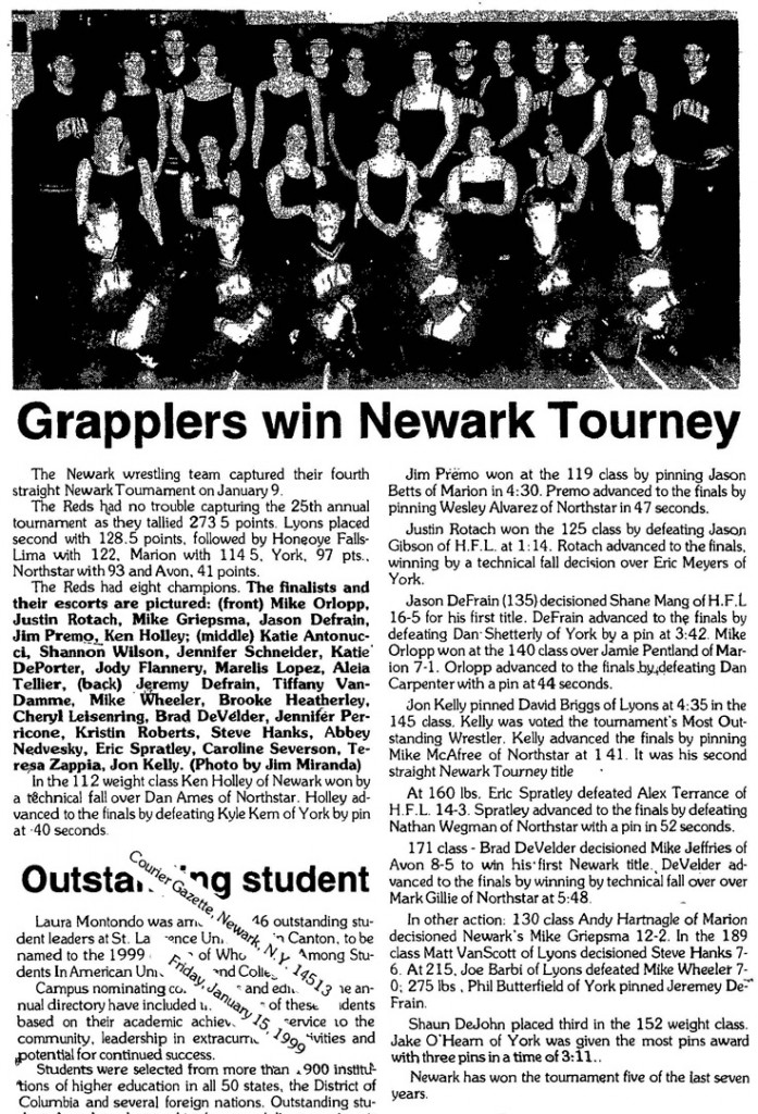 Grapplers win Newark Tournament