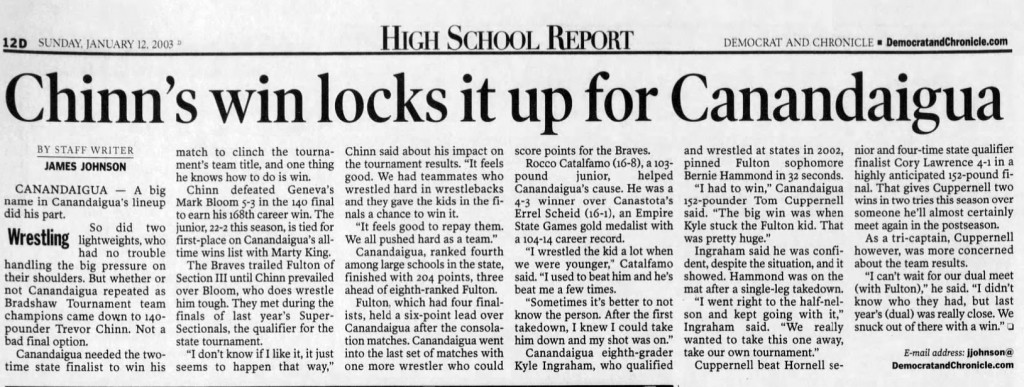 Chinn's win locks it up for Canandaigua