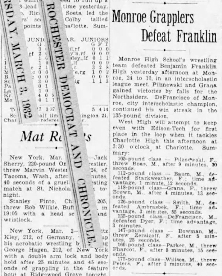 Monroe Grapplers Defeat Franklin