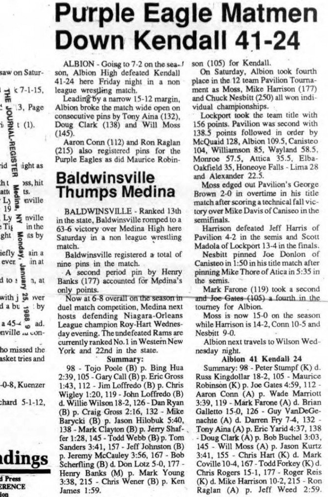 Purple Eagle Matmen Down Kendall 41-24