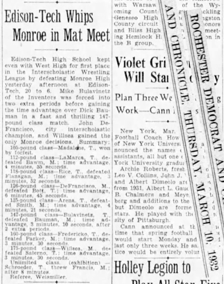 Edison-Tech Whips Monroe in Mat Meet