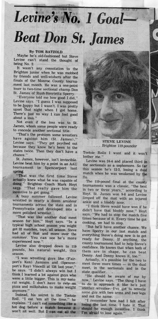 Levine's No. 1 Goal--Beat Don St. James