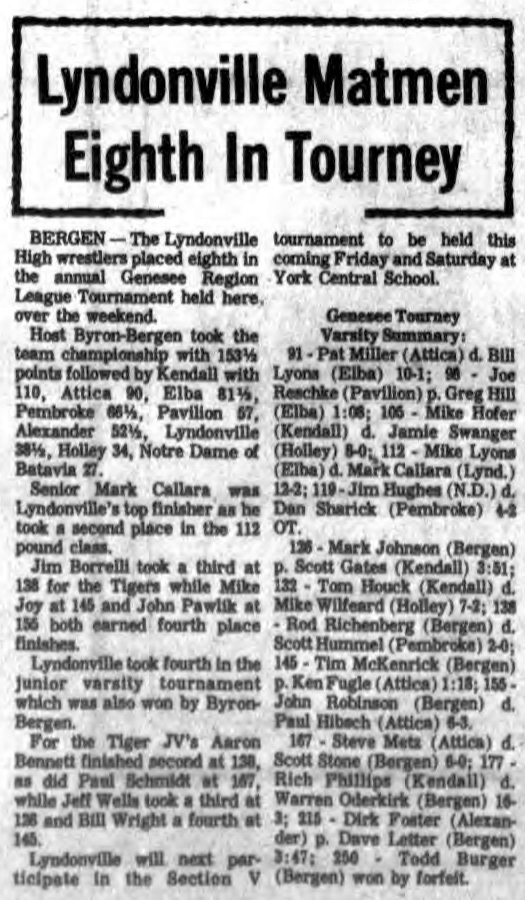 Byron-Bergen wins JV counties