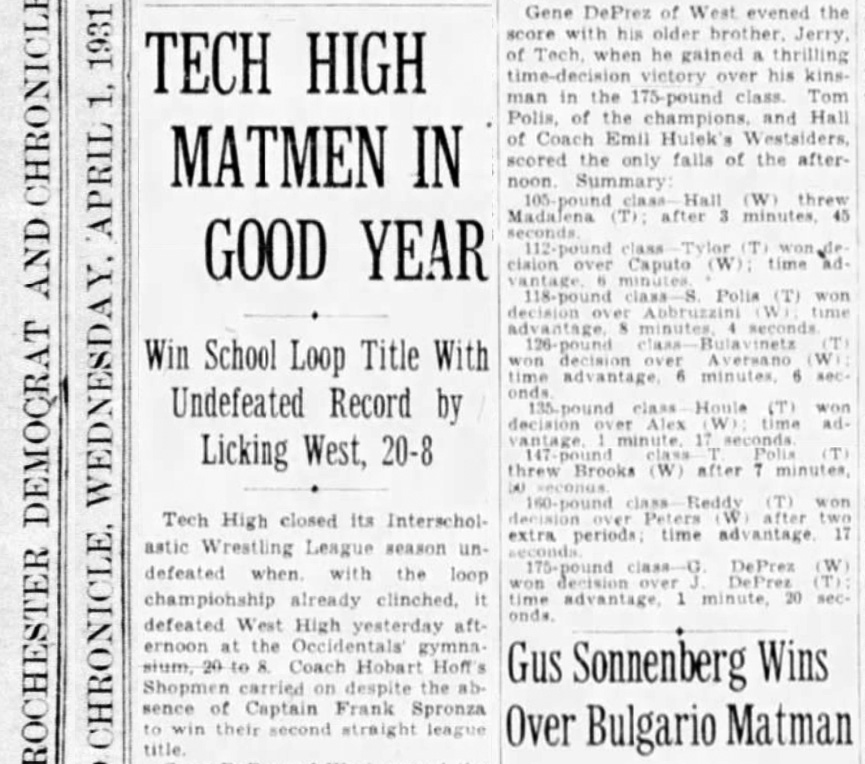 Tech High Matmen In Good Year