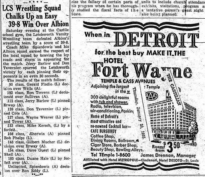 Letchworth Wrestling Squad Chalks Up an East 29-8 Win Over Albion