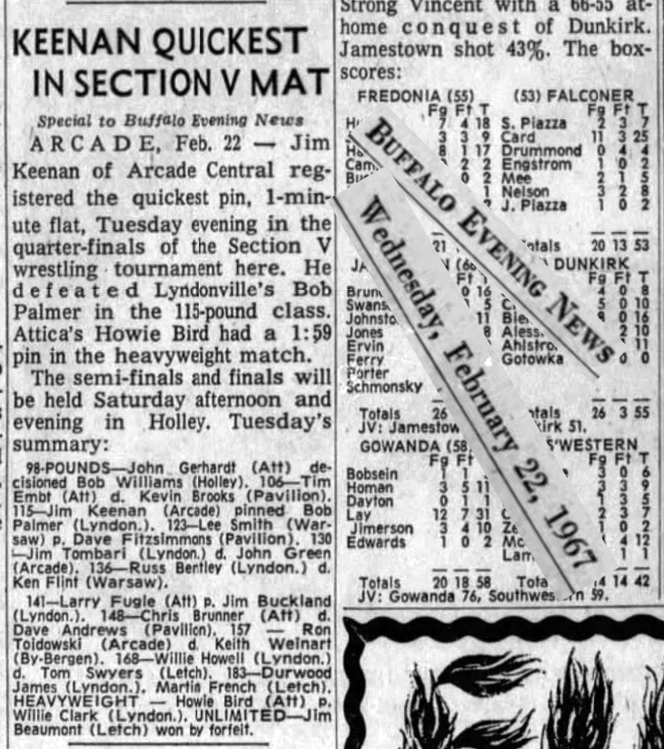 Keenan Quickest In Section V Mat