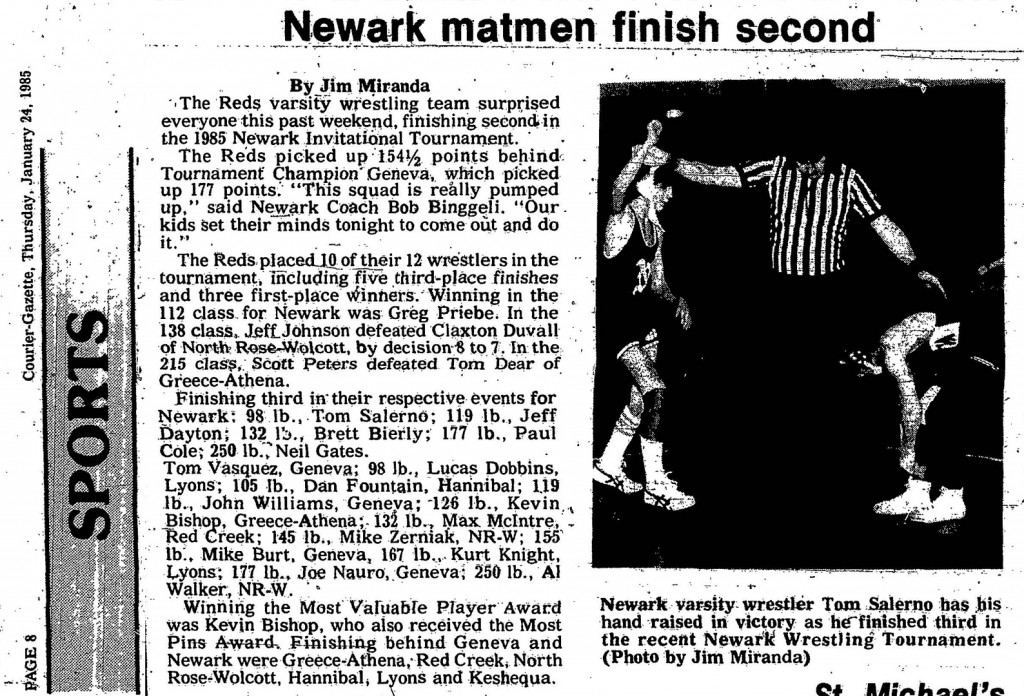 Newark matmen finish second