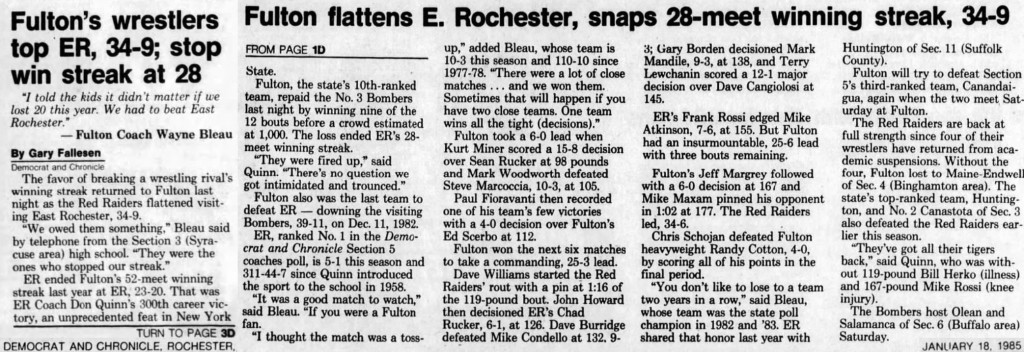 Fulton flattens East Rochester, snaps 28-meet winning streak