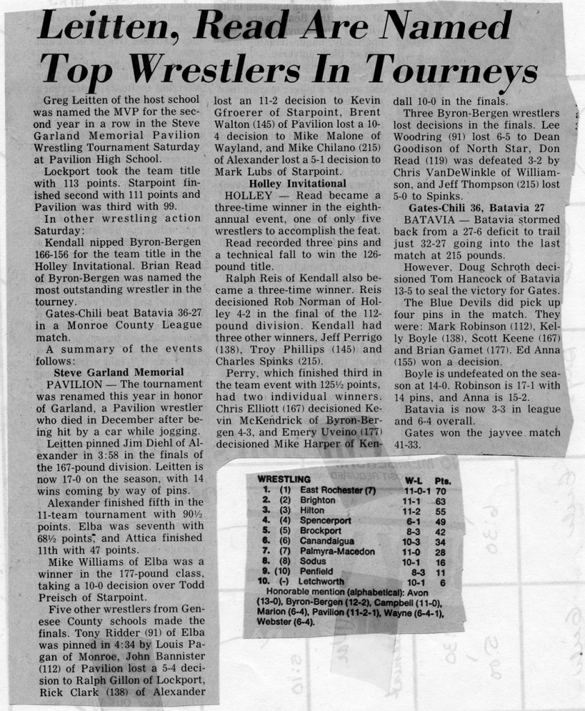 Leitten, Read Are Named Top Wrestlers In Tourneys