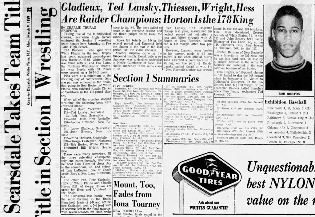 Scarsdale Takes Team Title in Section 1 Wrestling