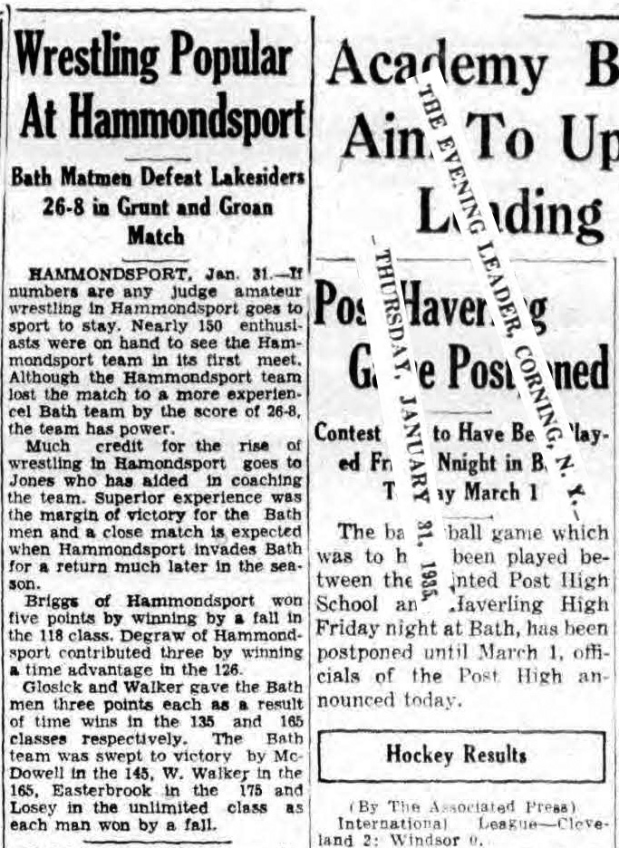 Wrestling Popular At Hammondsport