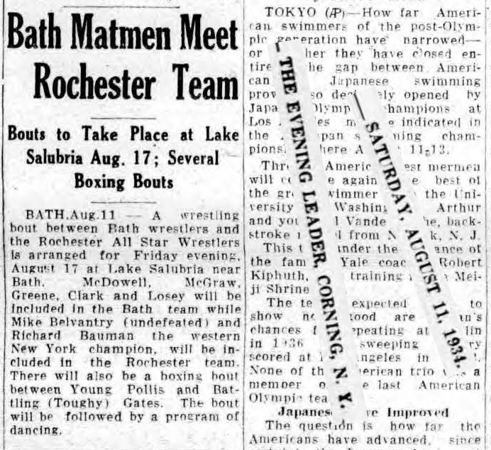 Bath Matmen Meet Rochester Team