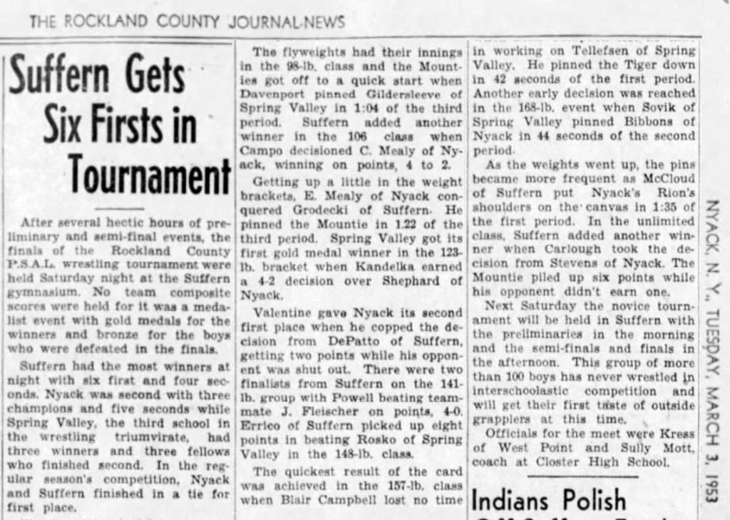 Suffern Gets Six Firsts in Tournament