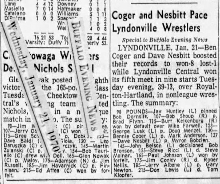 Coger and Nesbitt Pace Lyndonville Wrestlers