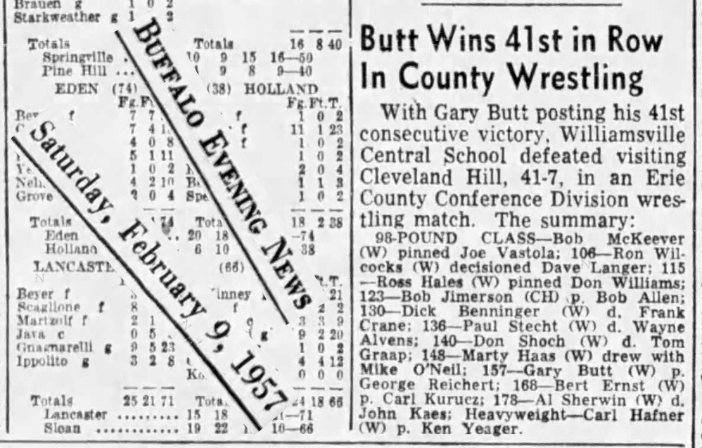 Butt Wins 41st in Row in County Wrestling