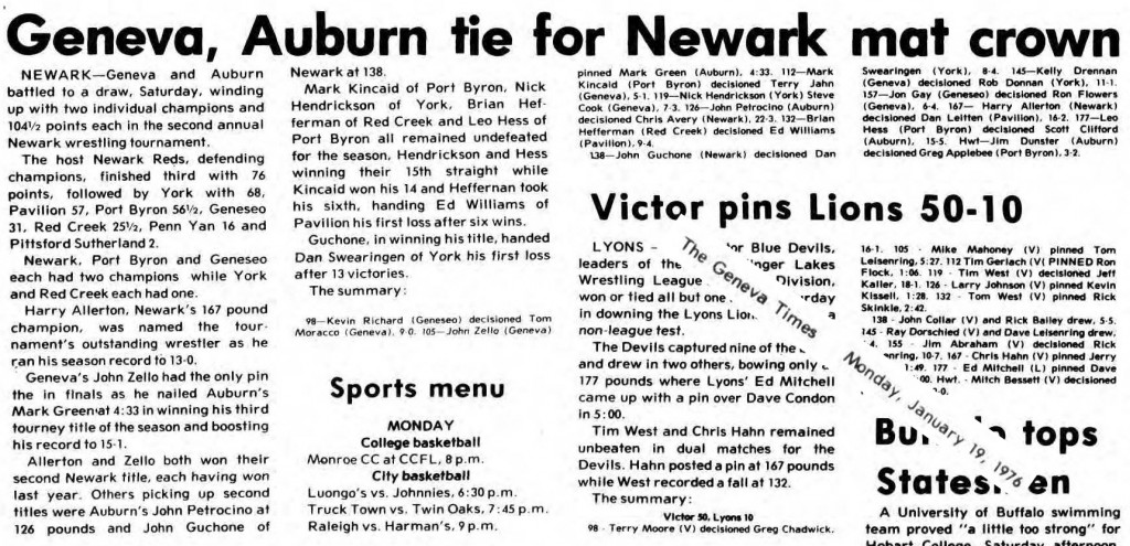 Geneva, Auburn tie for Newark mat Crown