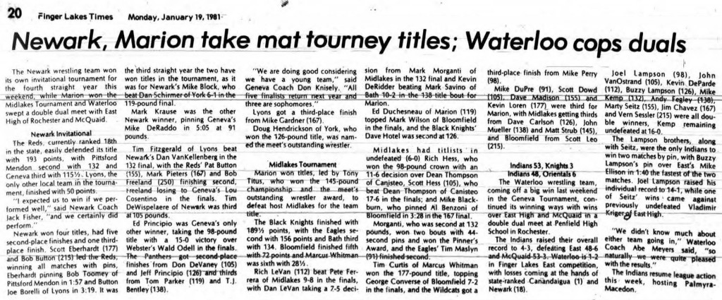 Newark, Marion take mat tourney titles