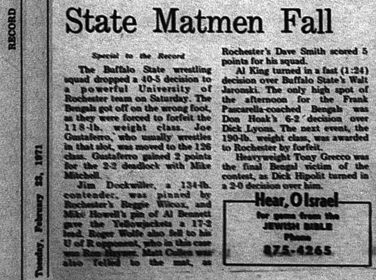 Buffalo State Matmen Fall