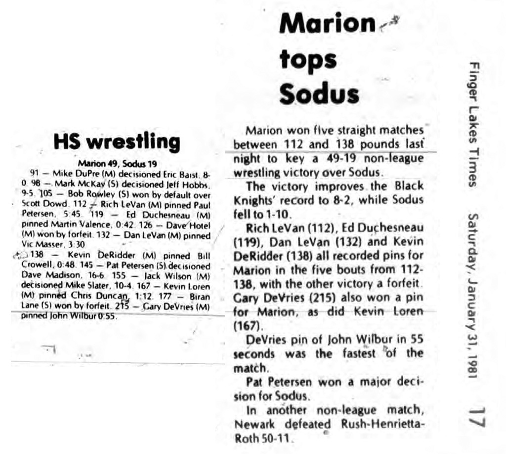 Marion tops Sodus