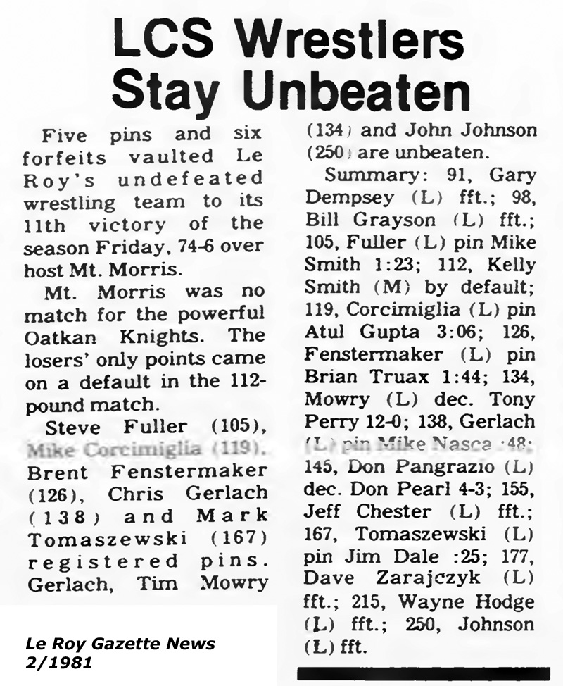 Le Roy 74, Mt. Morris 6