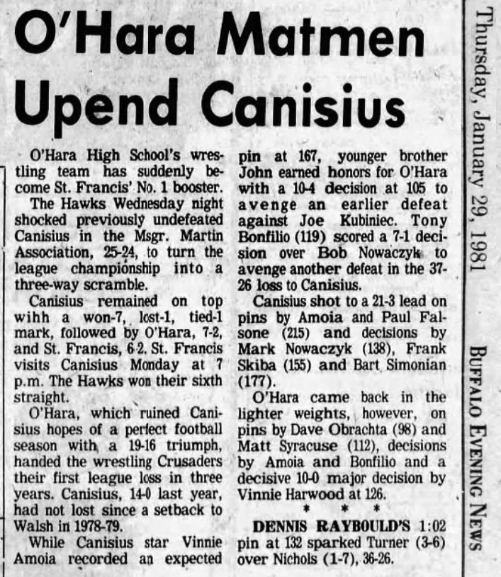 O'Hara Matmen Upend Canisius