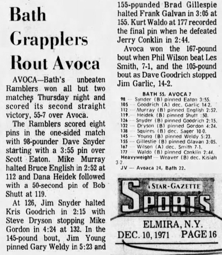 Bath Grapplers Rout Avoca