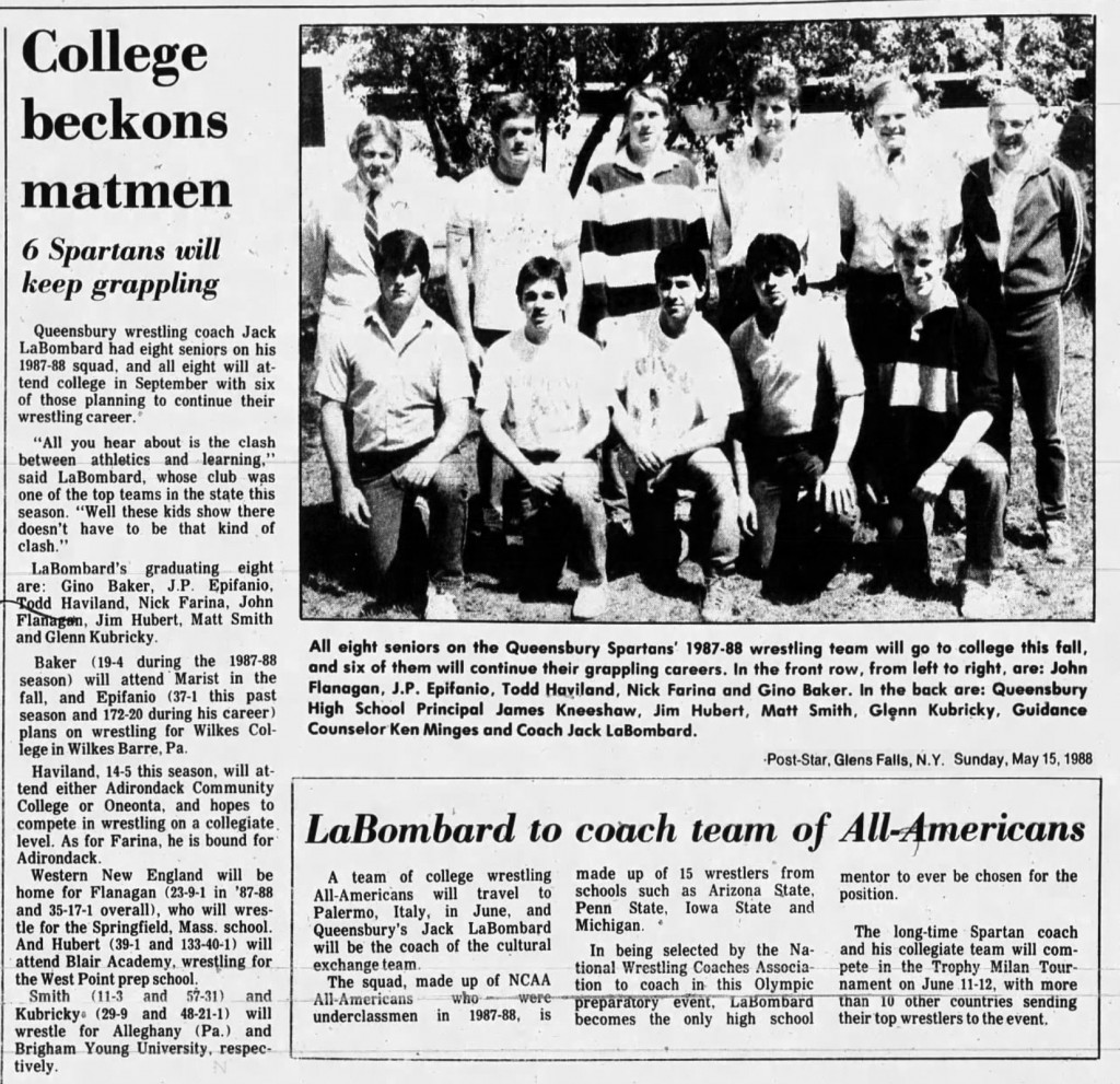 College beckons Queensbury matmen