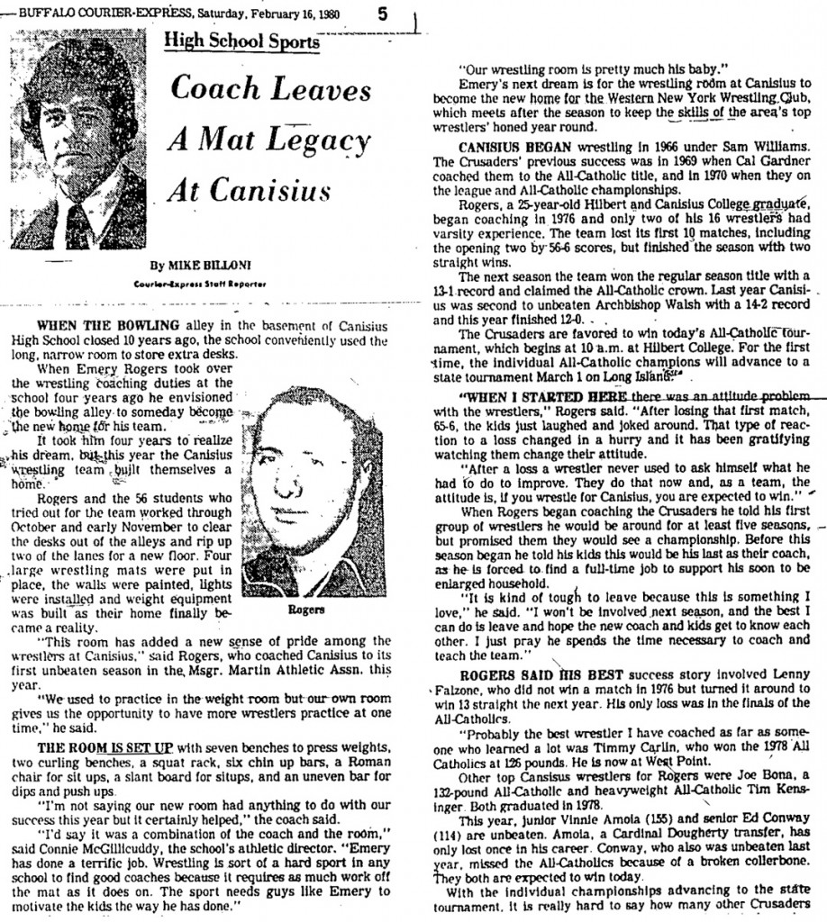 Coach Leaves a Mat Legacy at Canisius
