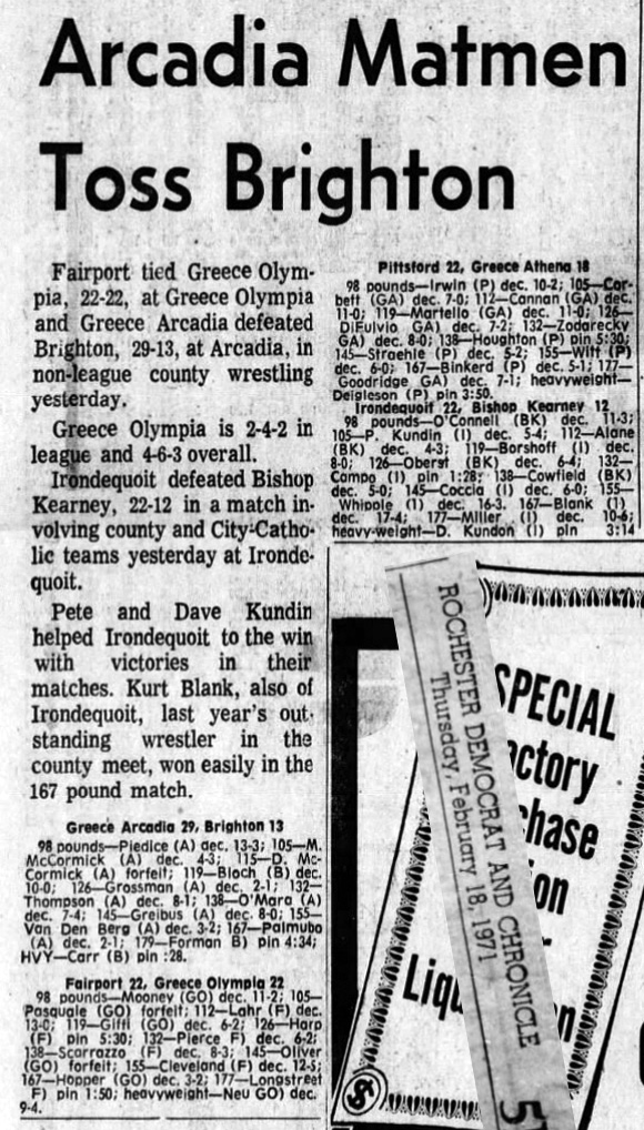 Arcadia Matmen Toss Brighton