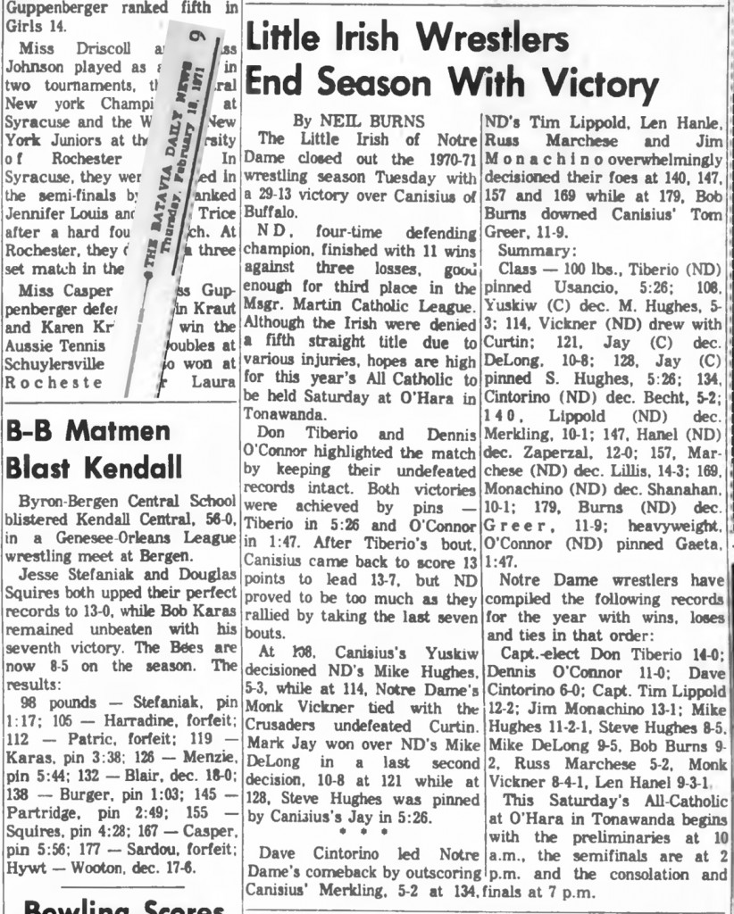 Little Irish Wrestlers End Season With Victory