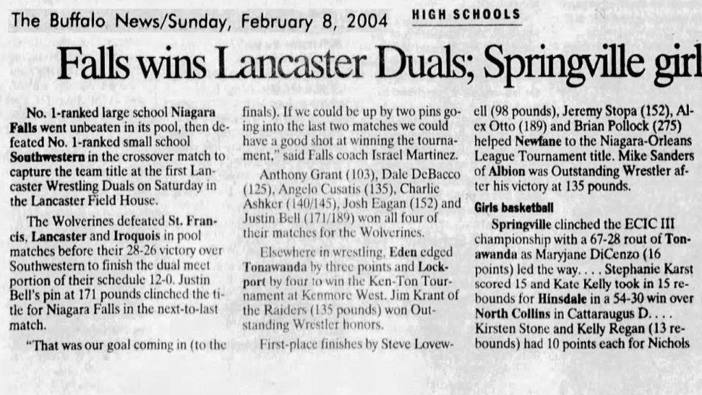 Falls Wins Lancaster Duals