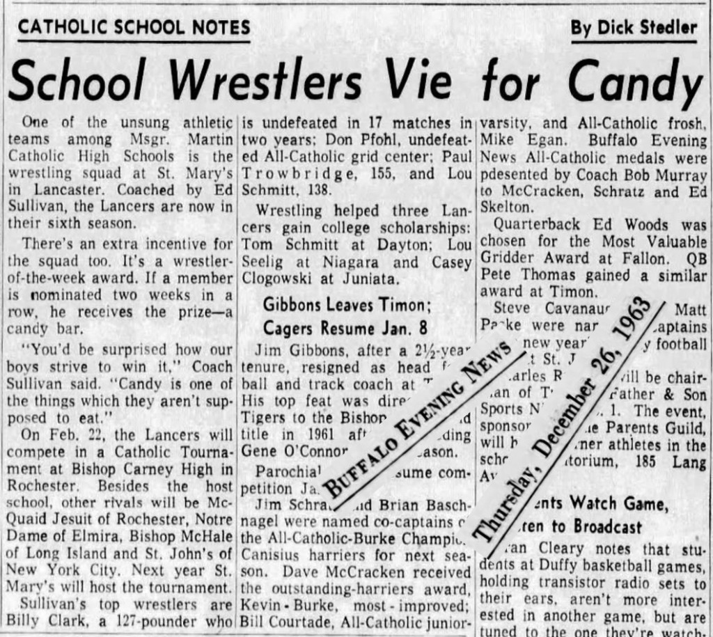 St. Mary's School Wrestlers Vie for Candy