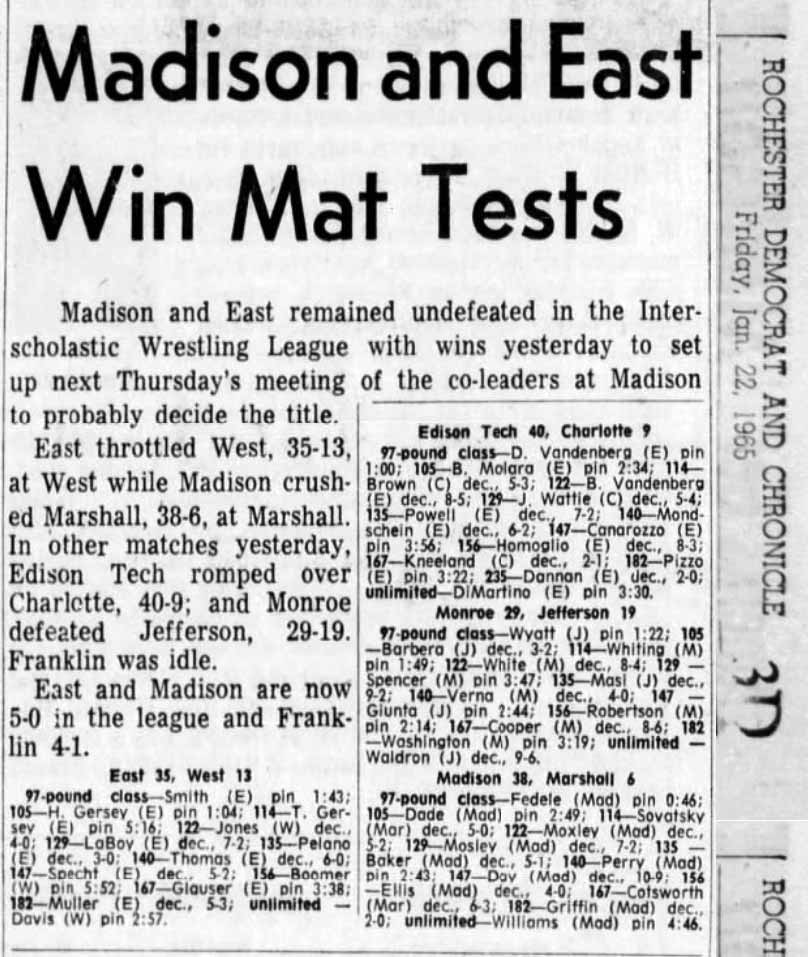 Madison and East Win Mat Tests