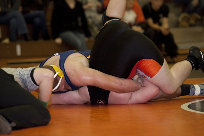 Austin Coleman goes for the pin vs Churchville Chili